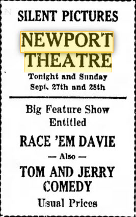 Newport Theater - Sept 27 1930 Silent Films